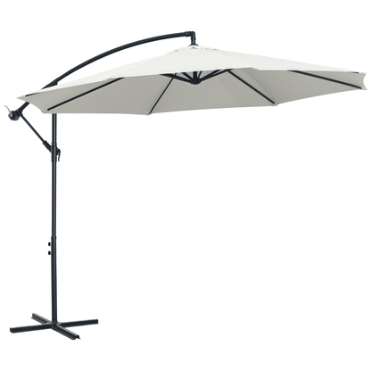 Outsunny Parasol Excéntrico Ø300 Cm Inclinable Con Manivela Para Jardín Crema_0