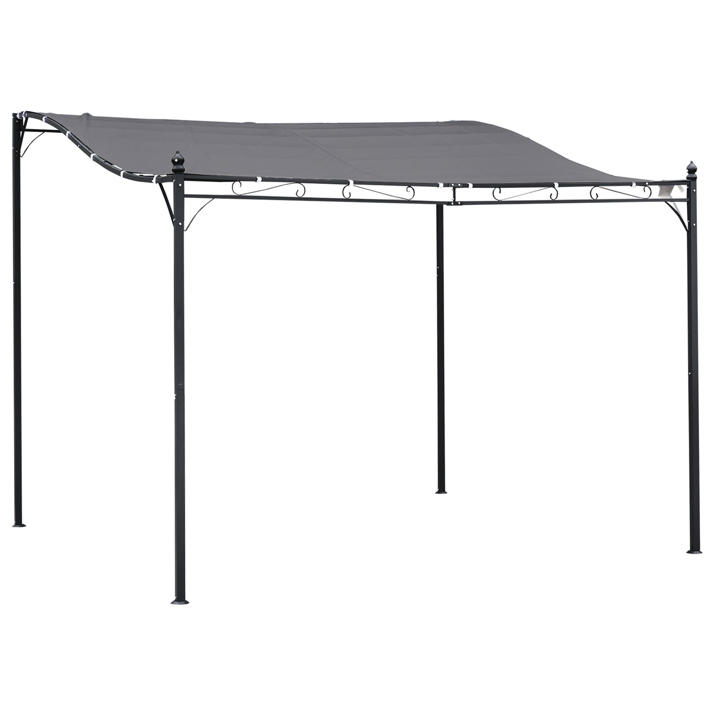 Outsunny Pérgola De Jardín 3x3m Cenador Con 16 Orificios De Drenaje Para Patio_0