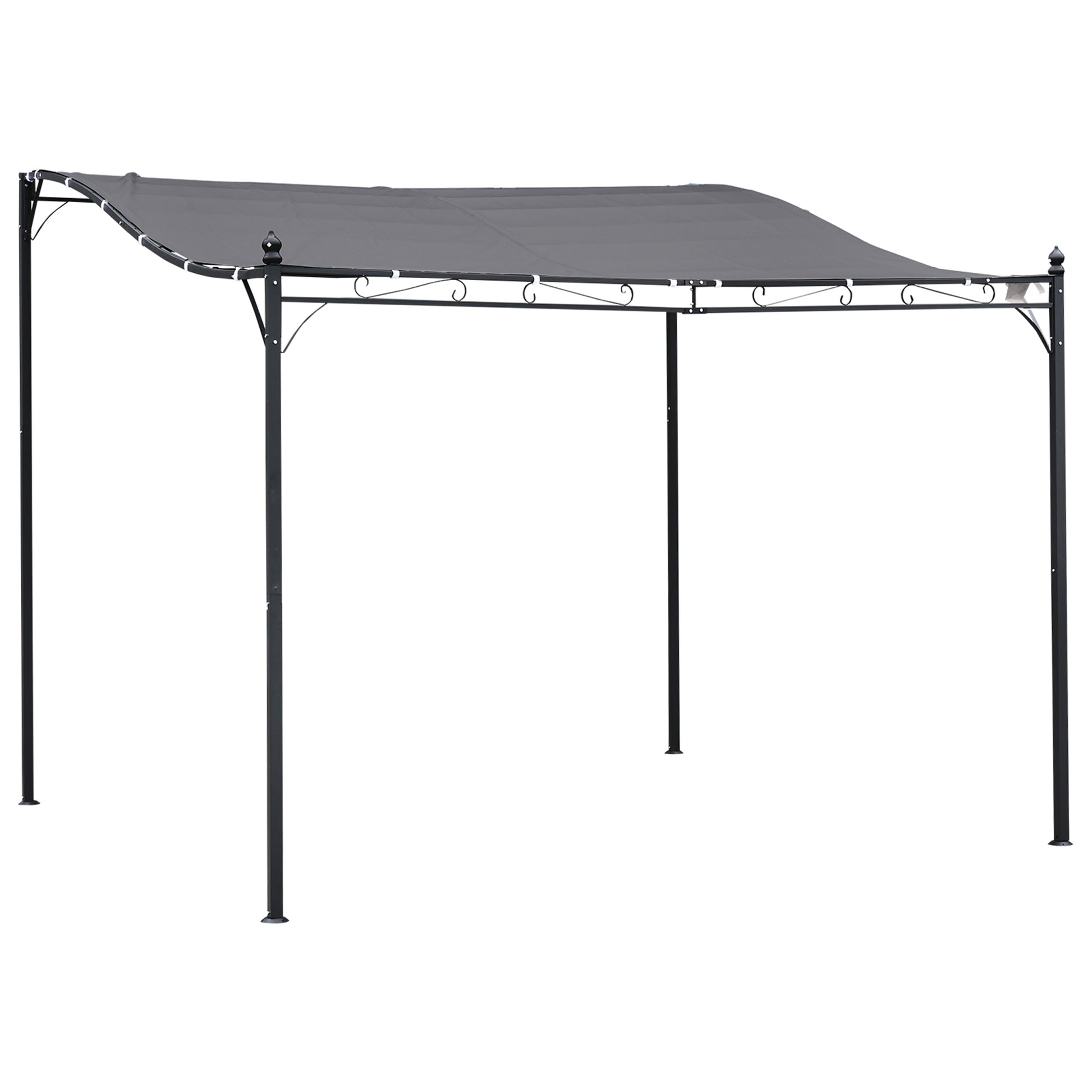 Outsunny Pérgola De Jardín 3x3m Cenador Con 16 Orificios De Drenaje Para Patio_0