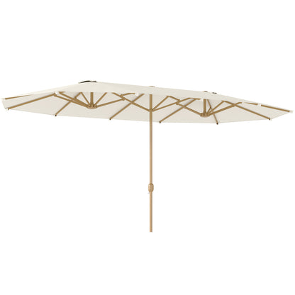 Outsunny Sombrilla Doble 4,6x2,7 M Con Manivela Resistente Al Agua Beige_0