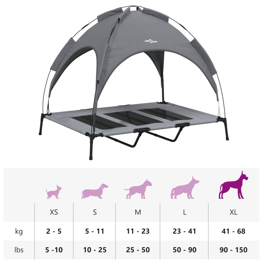 Cama Para Perros Con Dosel Antracita Tela Oxford Y Acero / Vetonek_3