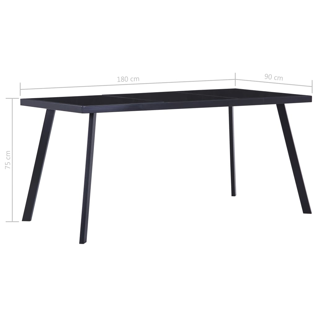 Mesa De Comedor De Vidrio Templado Negro 180x90x75 Cm_3