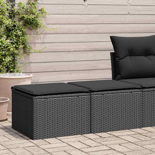 Set Sofás Jardín Y Cojines 2 Pzas Ratán Sintético Acacia Negro / Vetonek_0