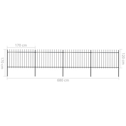 Valla De Jardín Con Puntas De Lanza Acero Negro 6,8x1,2 M / Vetonek_0