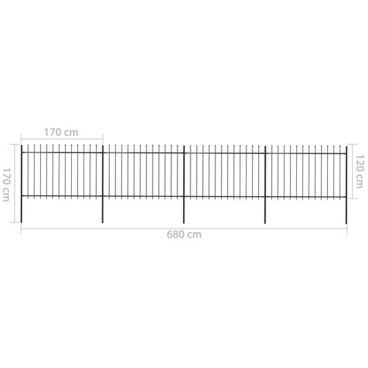 Valla De Jardín Con Puntas De Lanza Acero Negro 6,8x1,2 M / Vetonek_0