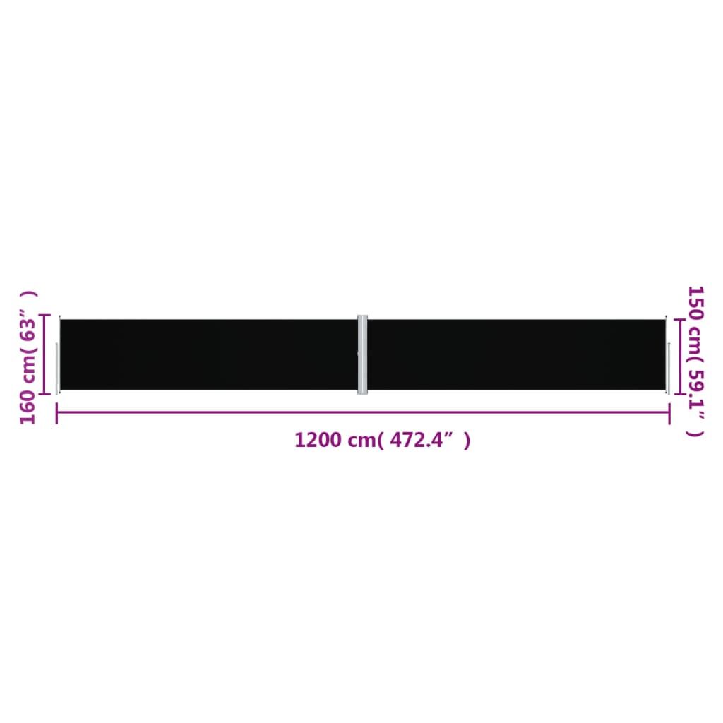Vidaxl Toldo Lateral Retráctil Negro 160x1200 Cm_2