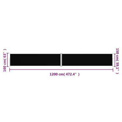 Vidaxl Toldo Lateral Retráctil Negro 160x1200 Cm_2