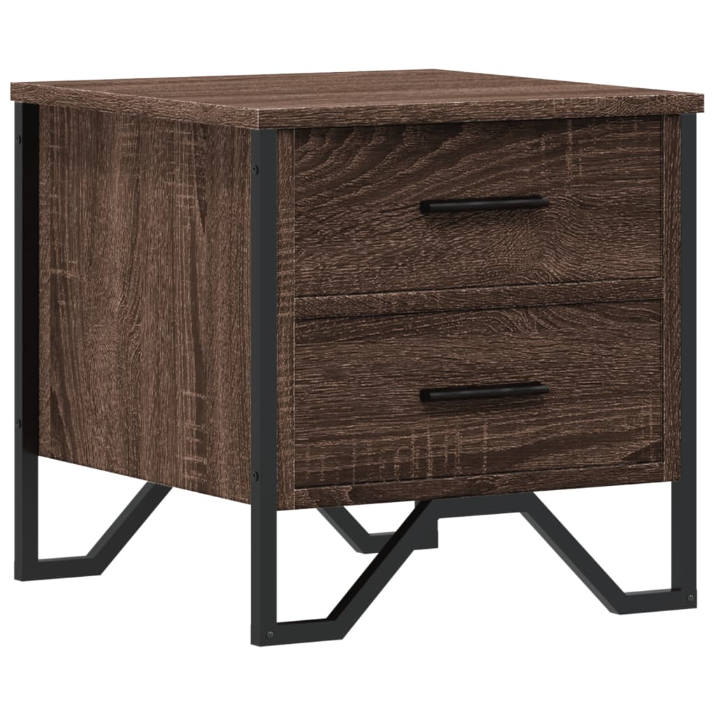 Mesita De Noche Madera De Ingeniería Marrón Roble 40x41x40 Cm_0