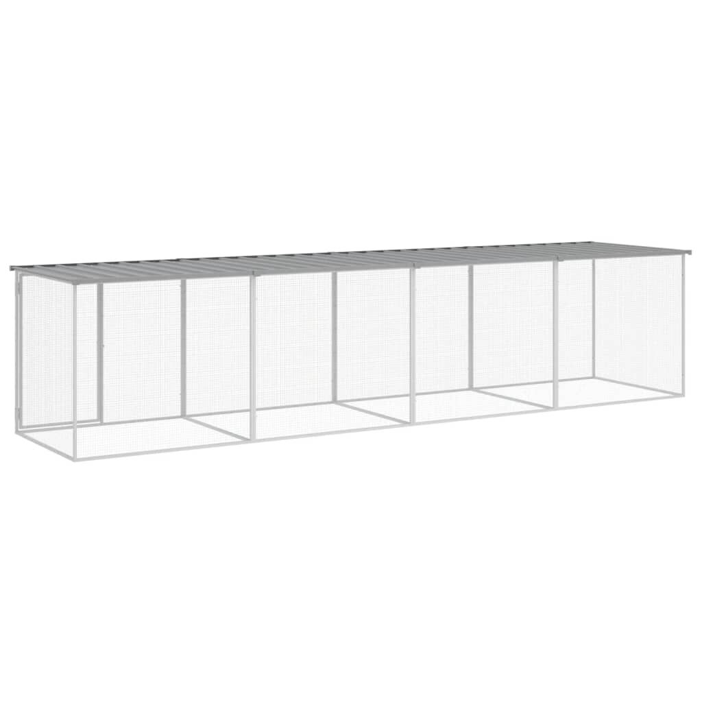 Vidaxl Gallinero Con Techo Acero Galvanizado Gris Claro 403x98x90 Cm_4