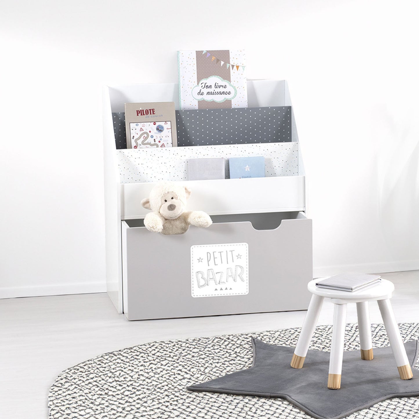 Wellhome Estantería Con Contenedor Y Ruedas Gris