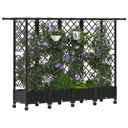 Cama Elevada Con Trellis Y Techo Negro 202,5 X 40 X 127 Cm Pp_2