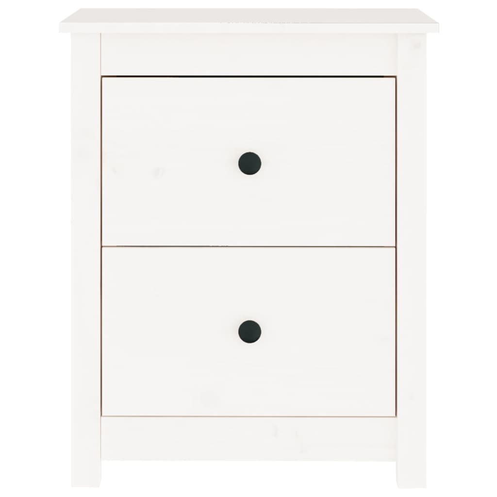 Mesitas De Noche 2 Uds Madera Maciza Pino Blanca 50x35x61,5 Cm_2