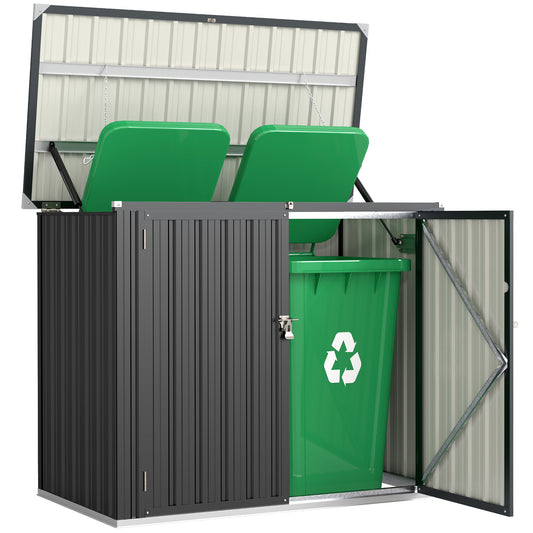 Cobertizo Para Contenedor De Basura Doble De Acero Galvanizado Con Tapa Abatible_0