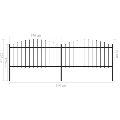 Valla De Jardín Con Puntas De Lanza Acero Negro (1,25-1,5)x3,4m / Vetonek_3