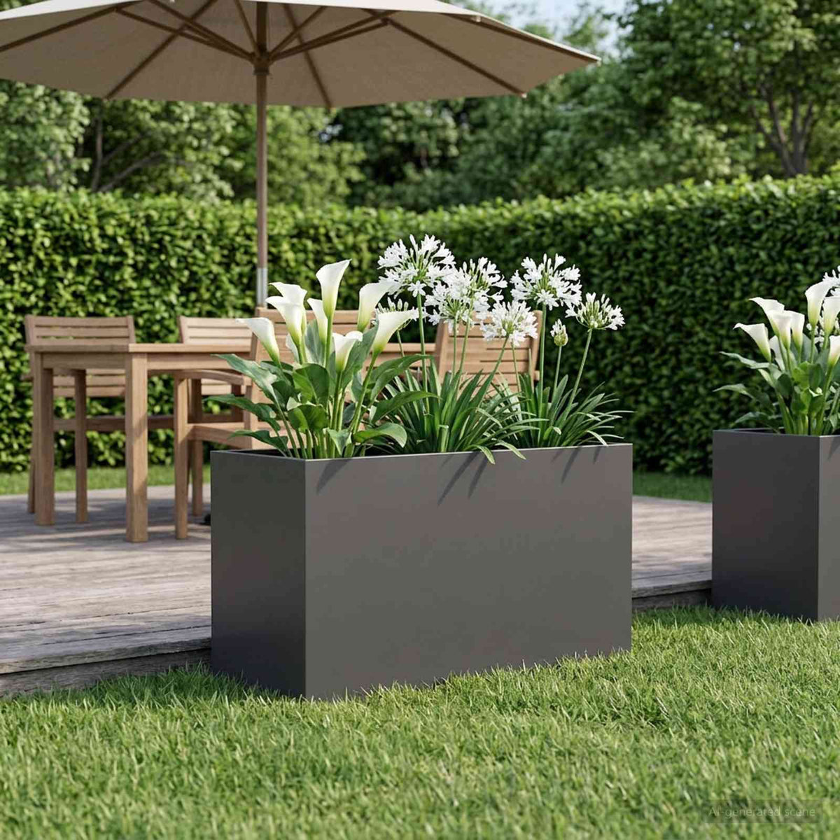 Macetero De Jardín Negro 80 X 50 X 50 Cm Acero Laminado En Frío_1