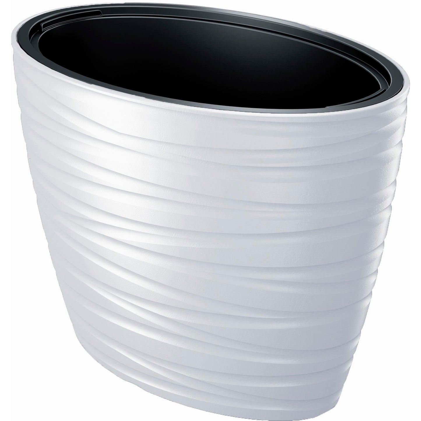 Maceta Ovalada Con Deposito 56l Maze De Plastico En Color Blanco 58,5 (largo) X 38,5 (ancho) X 42,3 (alto) Cm_0