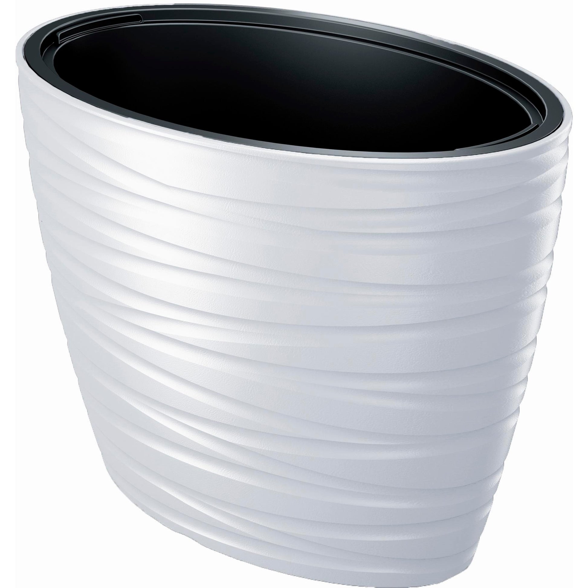 Maceta Ovalada Con Deposito 56l Maze De Plastico En Color Blanco 58,5 (largo) X 38,5 (ancho) X 42,3 (alto) Cm_0