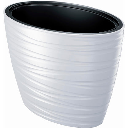 Maceta Ovalada Con Deposito 56l Maze De Plastico En Color Blanco 58,5 (largo) X 38,5 (ancho) X 42,3 (alto) Cm_0