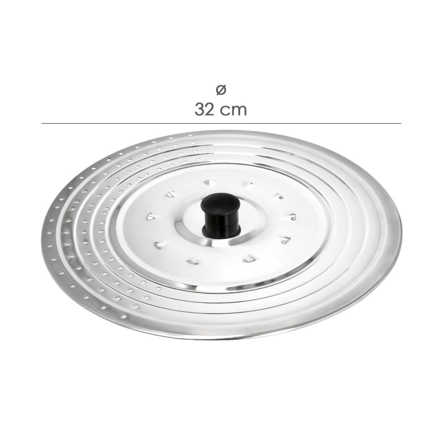 Tapadera Multiusos Acero Inoxidable Ø 32 Cm. Uso Tapa Anti Salpicaduras Y Escurridor. Tapadera Adpatable Diferentes Medidas