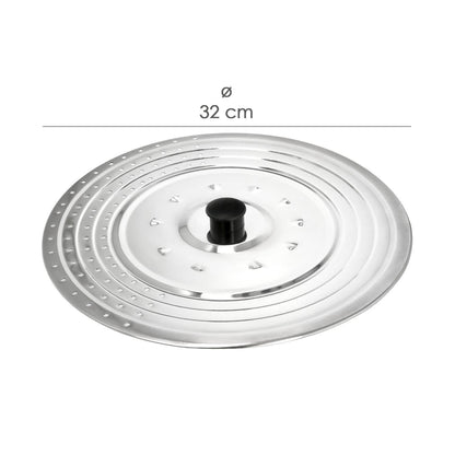 Tapadera Multiusos Acero Inoxidable Ø 32 Cm. Uso Tapa Anti Salpicaduras Y Escurridor. Tapadera Adpatable Diferentes Medidas