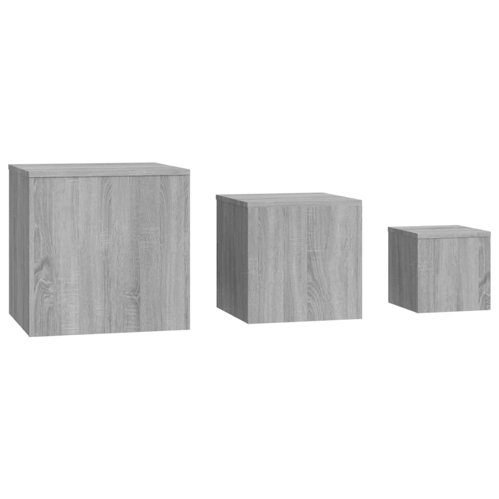 Mesitas Auxiliares 3 Piezas Madera Contrachapada Gris Sonoma_1