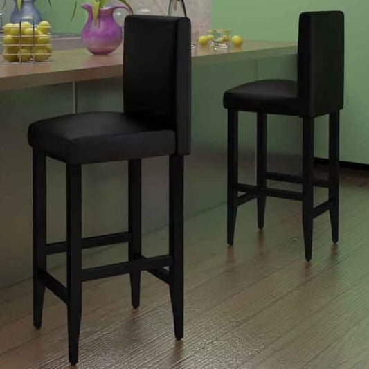 Taburetes De Cocina 2 Unidades Cuero Sintético Negro_0