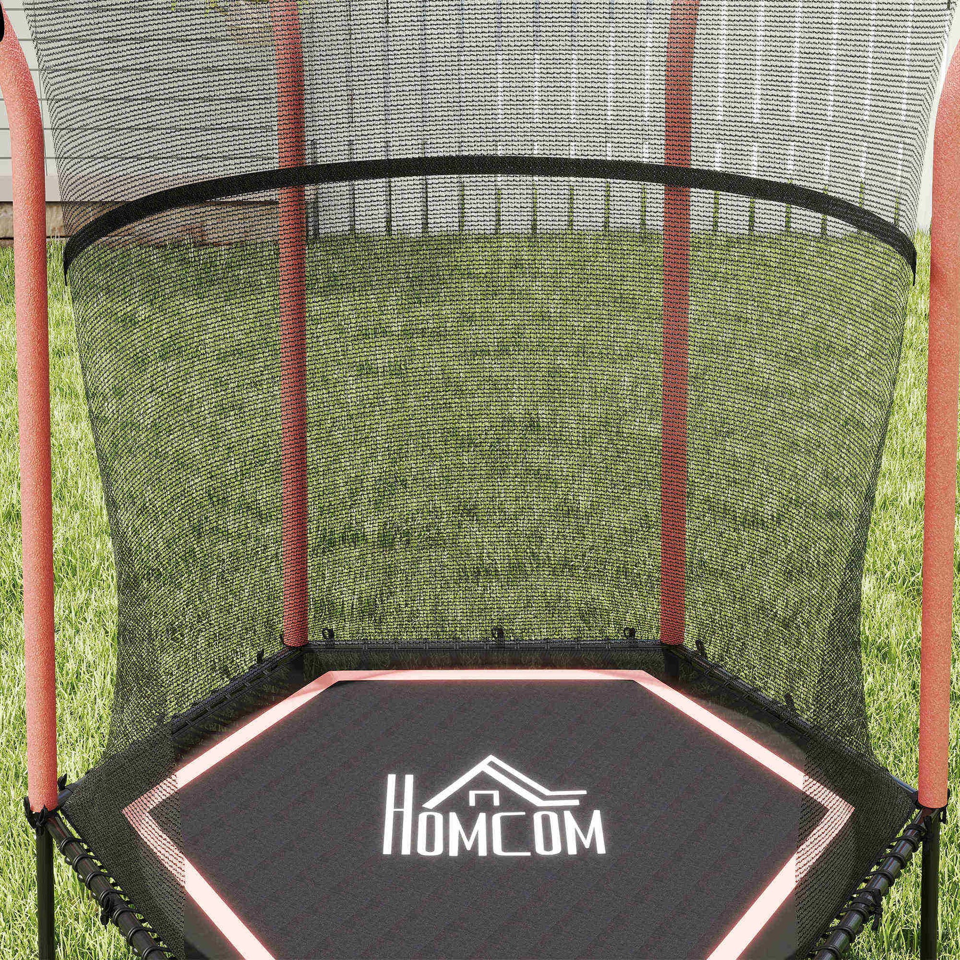 Homcom Cama Elástica Infantil De Jardín 122x111x190 Cm Carga 50 Kg Negro Y Rosa_3