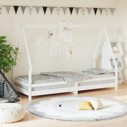 Vidaxl Estructura De Cama Para Niños Madera De Pino Blanco 90x200 Cm_1