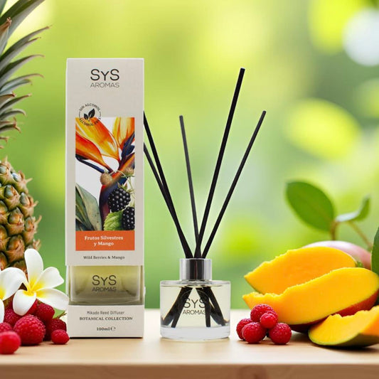 Ambientador Mikado Frutos Silvestres y Mango Botanical SYS Aromas 100 ml | Afrutado y Tropical | Sin Alcohol_0