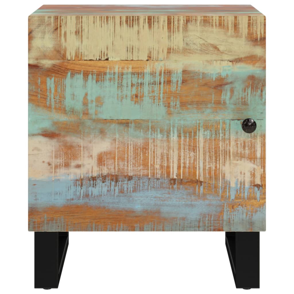 Mesita De Noche De Madera Maciza Reciclada 40x33x46 Cm_1