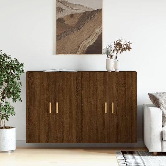 Armarios De Pared 2 Uds Madera De Ingeniería Marrón Roble_0