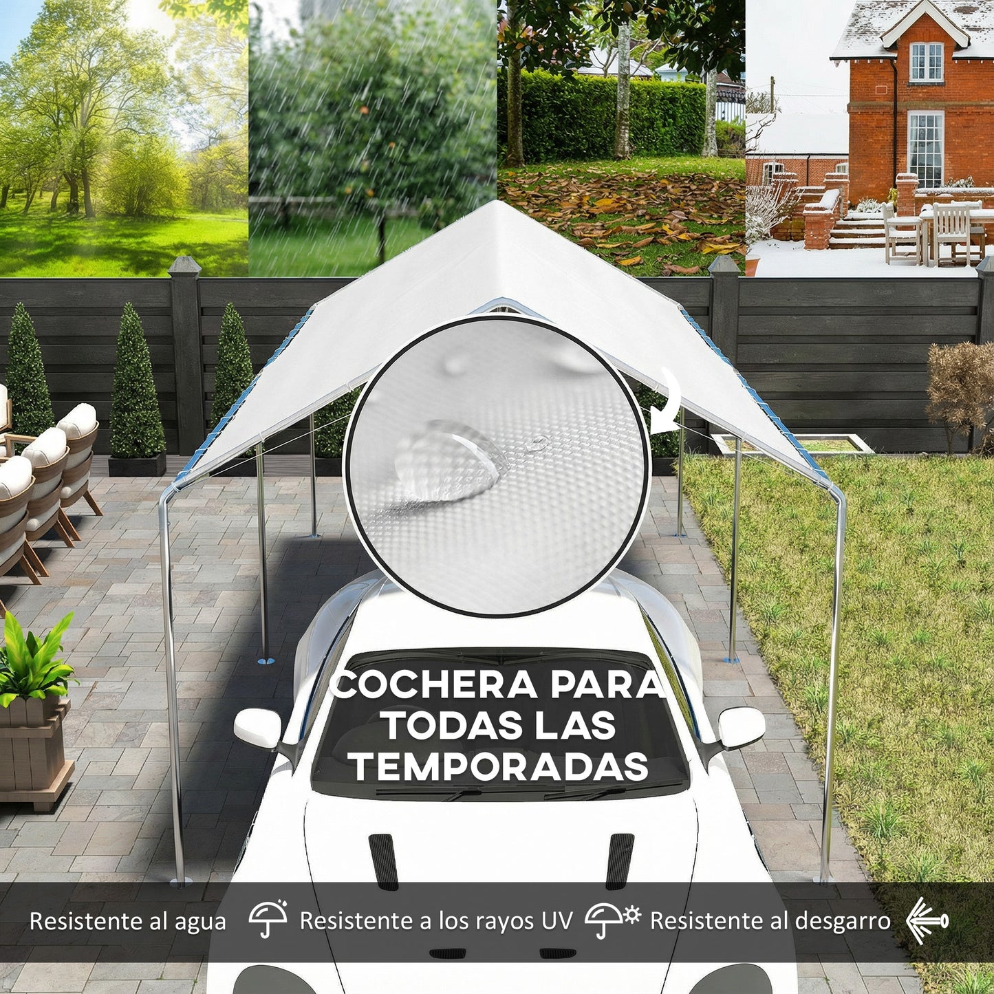 Outsunny Carpa Garaje Para Coche 3x6 M_3