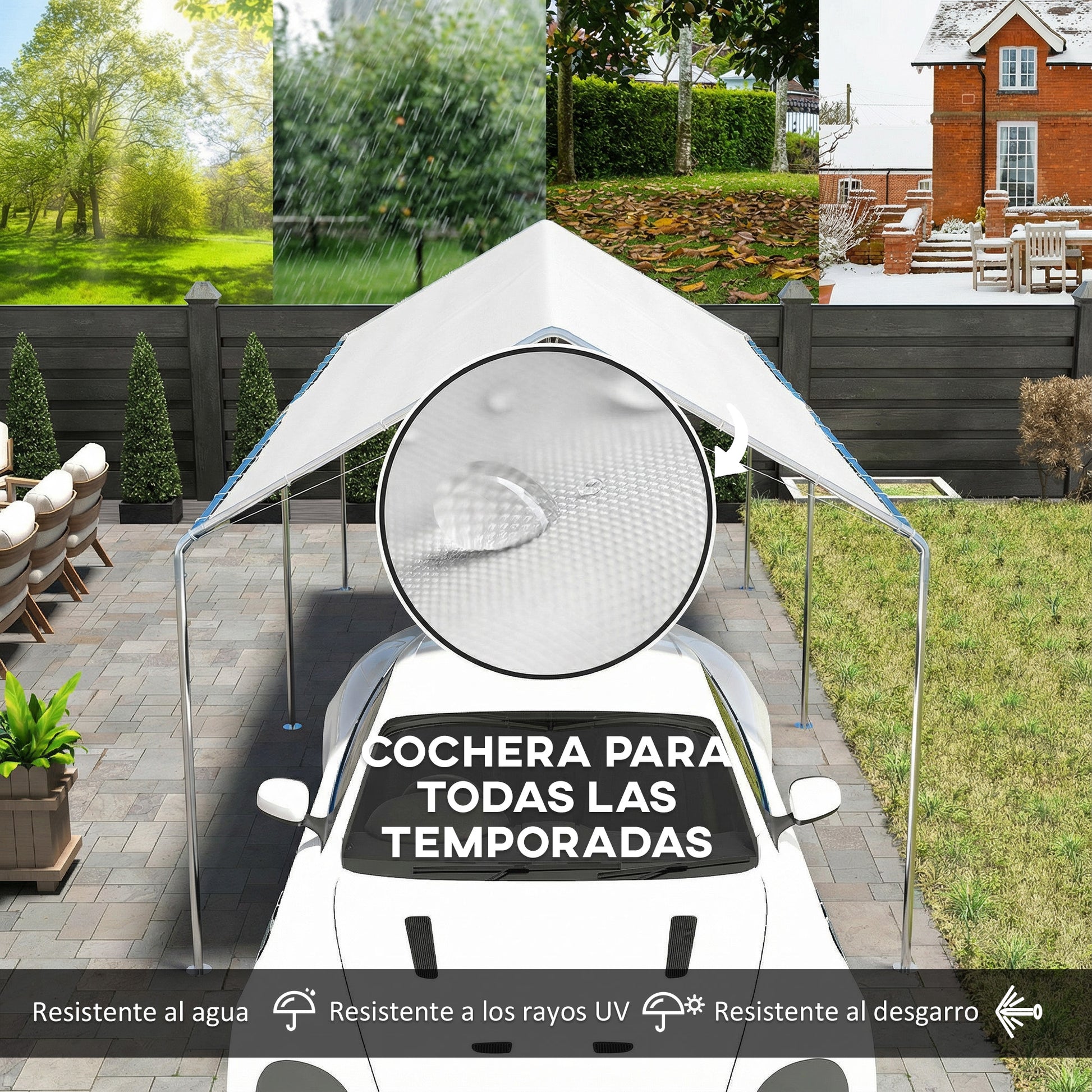 Outsunny Carpa Garaje Para Coche 3x6 M_3