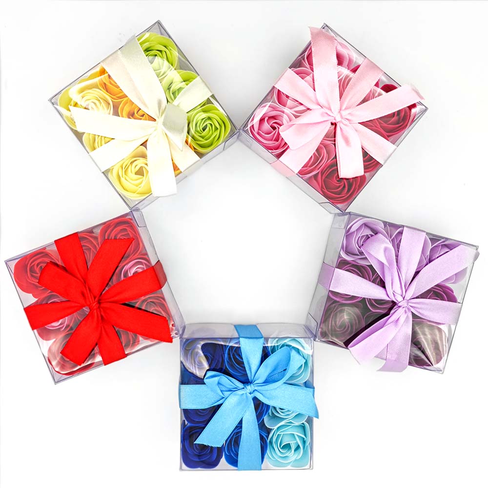 Pack 10 Cajas 9 Rosas De Jabón (rojo) - Flores Con Pétalos De Jabón Perfumados - Regalo Original Para Días Especiales_4