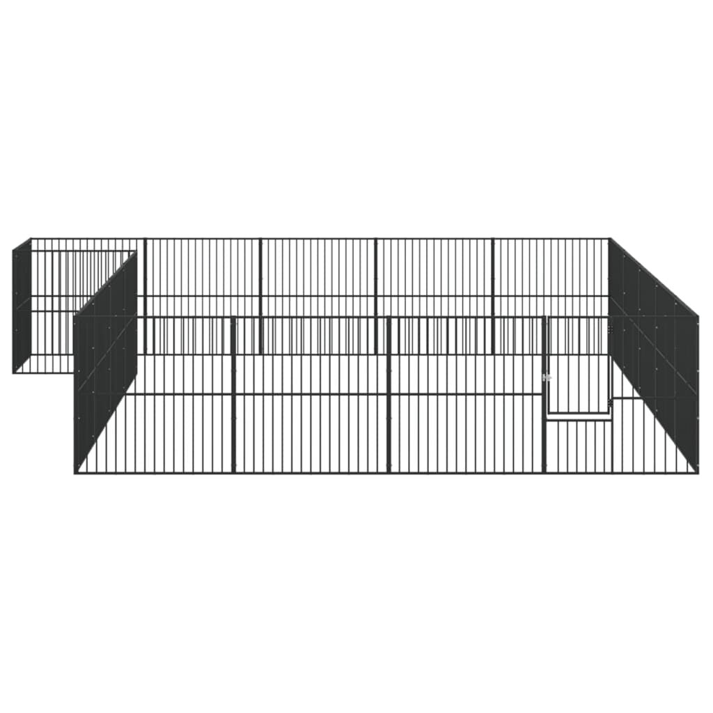 Vidaxl Corralito Para Perros Con 20 Paneles Acero Galvanizado Negro_3