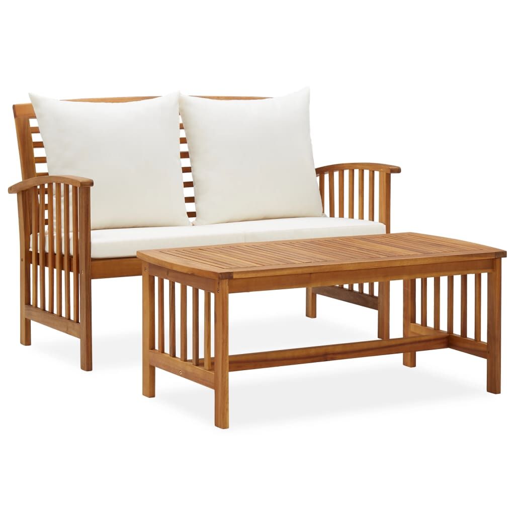 Vidaxl Muebles De Jardín 2 Piezas Con Cojines Madera Maciza De Acacia_0