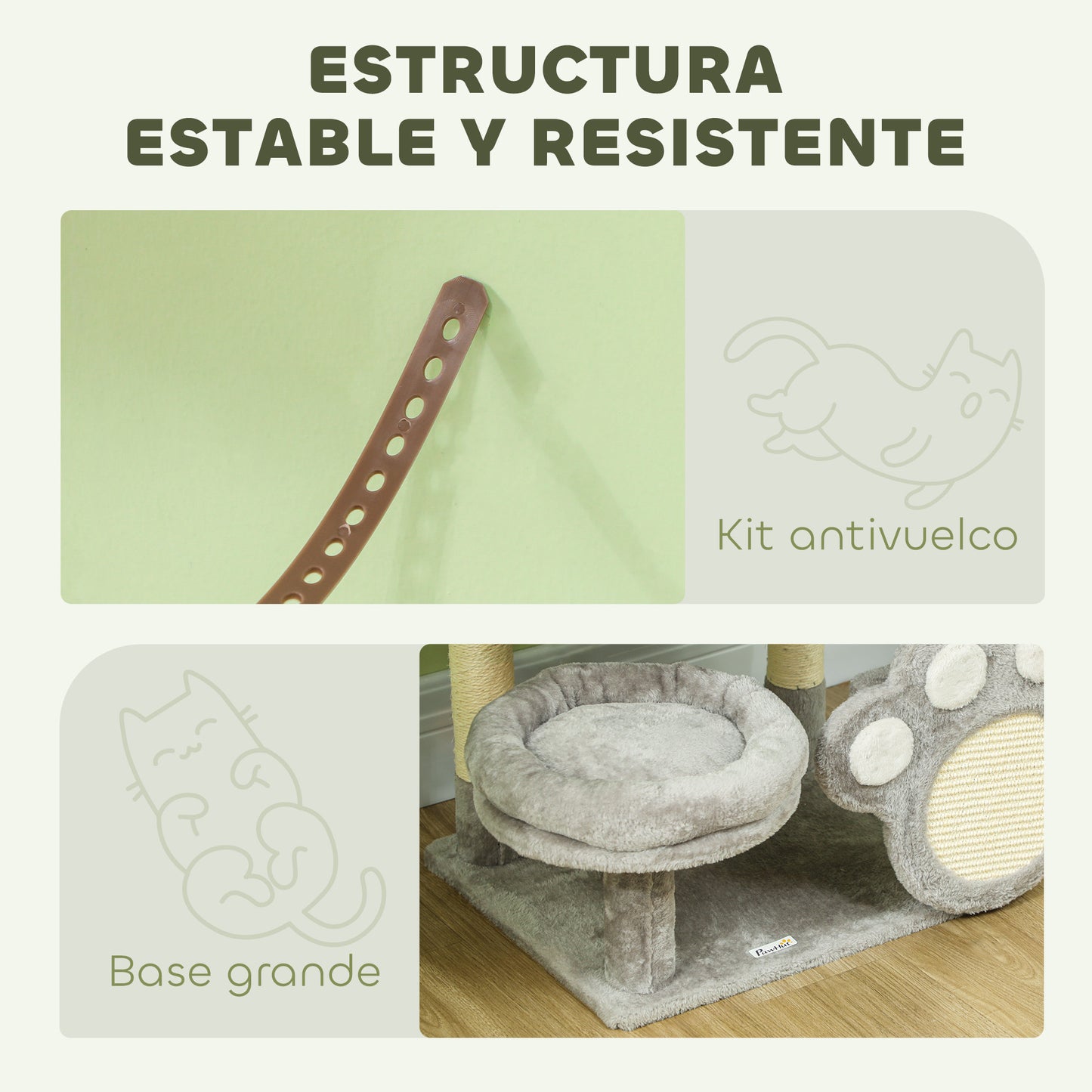 Pawhut Árbol Rascador Para Gatos 110 Cm Con Almohadilla De Rascado Gris Claro_5