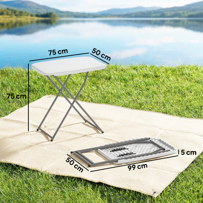 Outsunny Mesa Plegable Camping Portátil Con Altura Ajustable 75x50x73,5cm Blanco_2