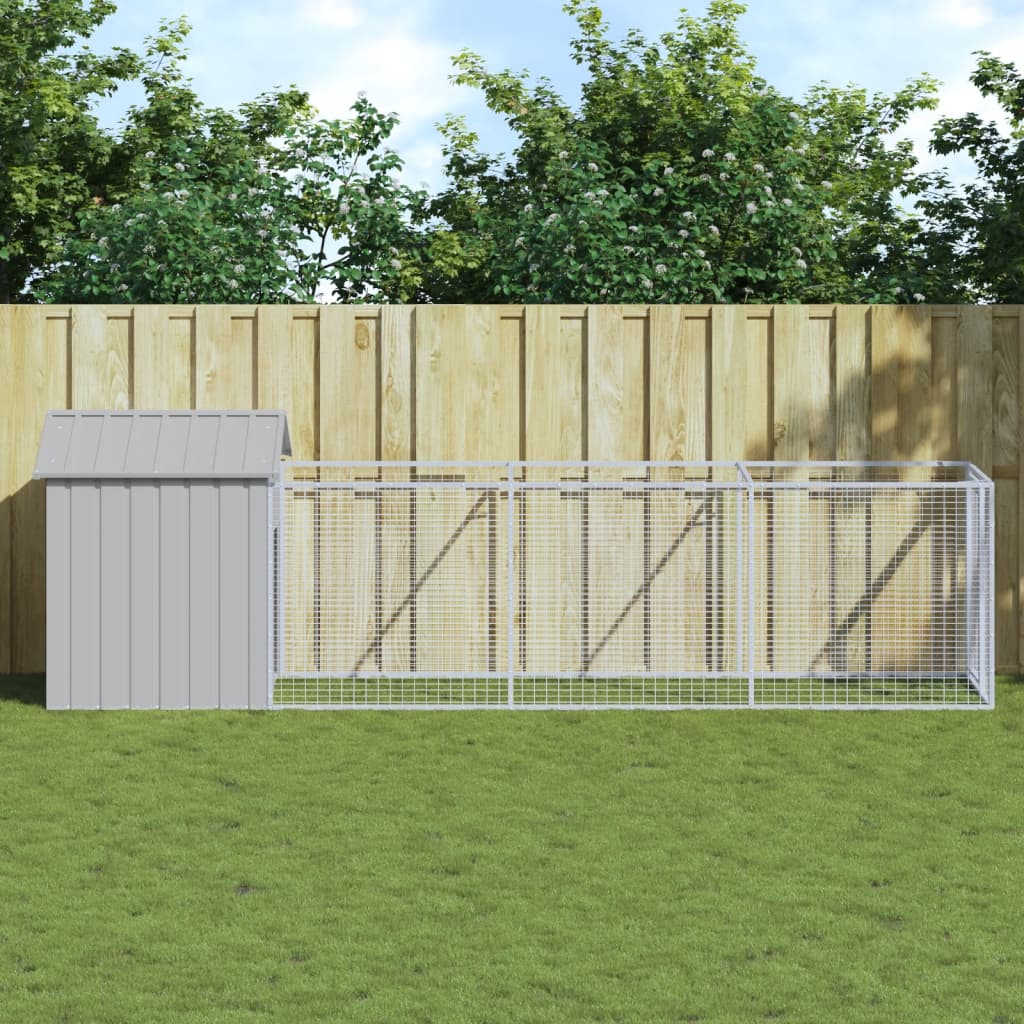 Caseta Perros Tejado Acero Galvanizado Gris Claro 117x405x123cm_1