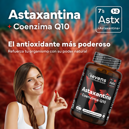 Pack 2x Astaxantina Con Coq10 Sevens Nutrition. Antioxidante Para Energía Y Piel Sana._1