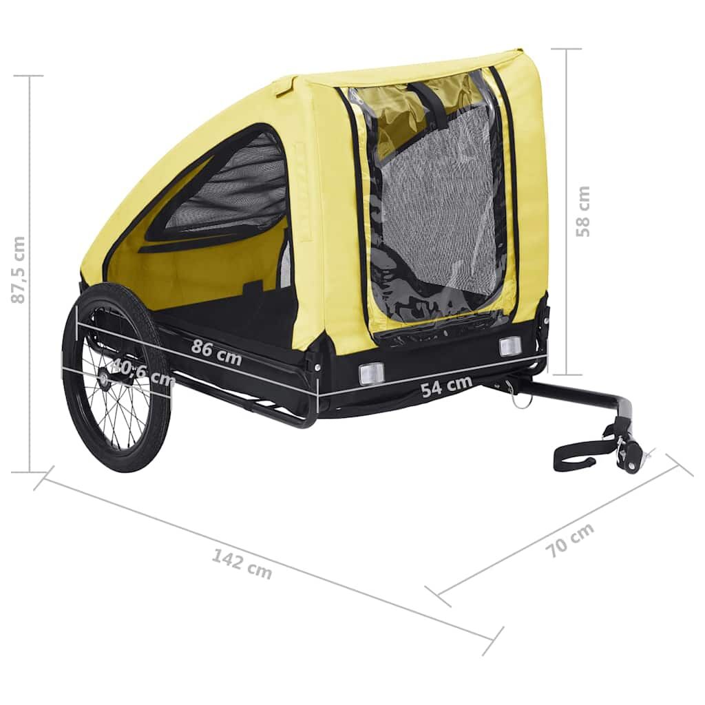 Vidaxl Remolque De Bicicleta Para Mascotas Amarillo Y Negro_2