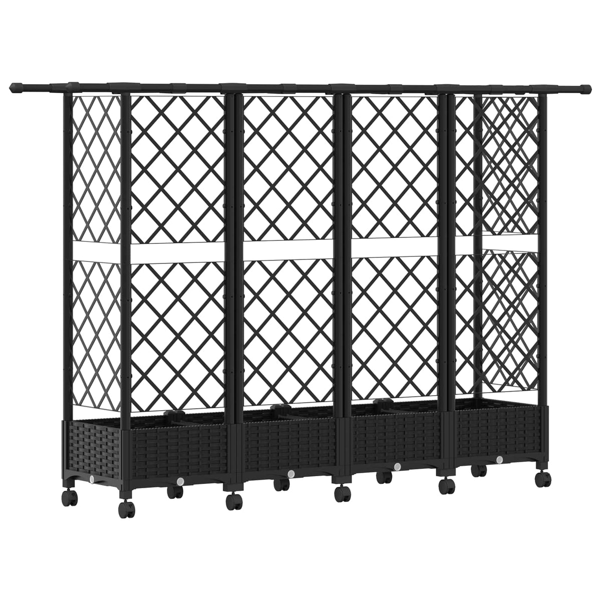 Cama Elevada Con Trellis Y Techo Negro 202,5 X 40 X 127 Cm Pp_4