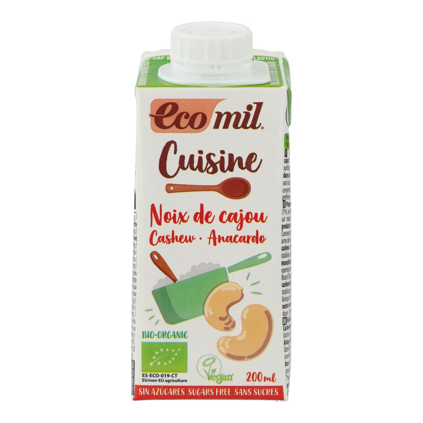 Crema Vegetal de Anacardo sin azúcar Bio Cuisine Ecomil 200 ml