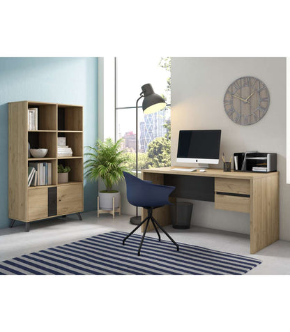 Estantería 2 Puertas 6 Huecos Natur Acabado Natural/bocamina, 92.1cm(ancho) 160.2cm(alto)_5