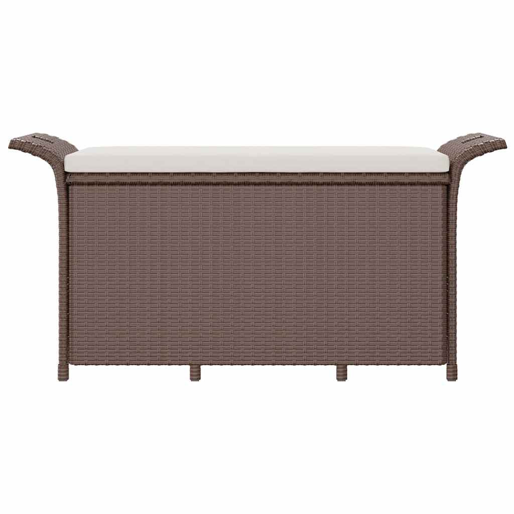 Vidaxl Banco De Jardín Con Cojín Ratán Sintético Marrón 116x46x57 Cm_3