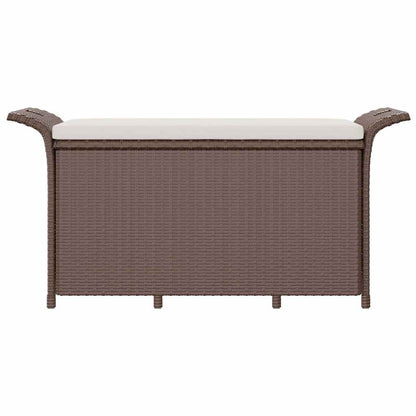 Vidaxl Banco De Jardín Con Cojín Ratán Sintético Marrón 116x46x57 Cm_3
