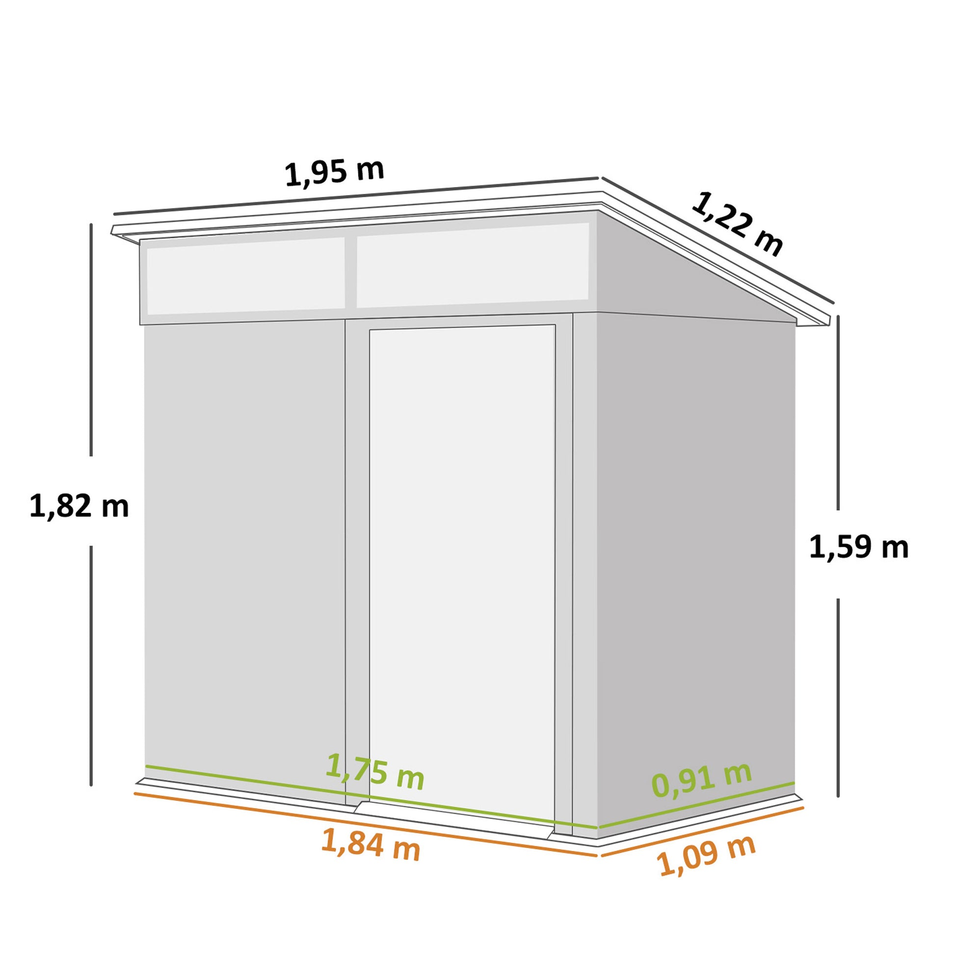 Outsunny Caseta De Jardín Exterior 1,9m² 195x122x182 Cm Con Base Refuerzo Marrón_2