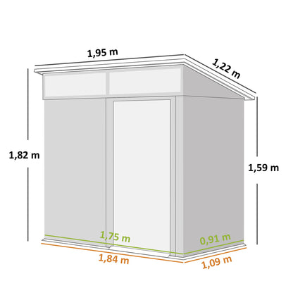 Outsunny Caseta De Jardín Exterior 1,9m² 195x122x182 Cm Con Base Refuerzo Marrón_2
