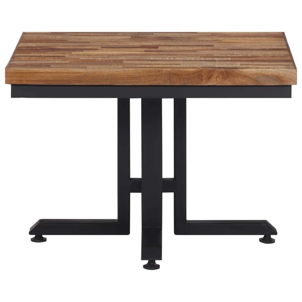 Mesa De Centro Teca Reciclada Maciza 55x55x40 Cm_2
