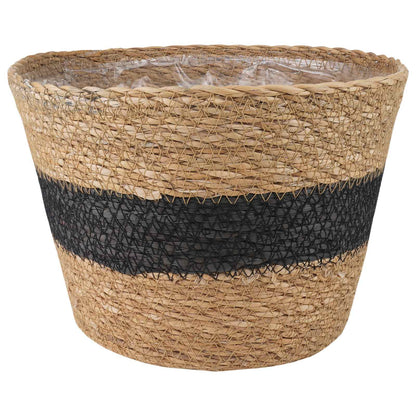 Plant Pot 3 Uds. Natural Y Negro Ø26 X 19 Cm 100% Hierba Marina_4